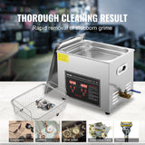 VEVOR Ultrasonic Cleaner with Digital Timer & Heater, Professional Ultra Sonic Jewelry Cleaner, Stainless Steel Heated Cleaning Machine for Glasses Watch Rings Small Parts Circuit Board (10L) - 45-Degree Angle
