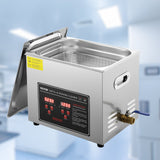 VEVOR Ultrasonic Cleaner with Digital Timer & Heater, Professional Ultra Sonic Jewelry Cleaner, Stainless Steel Heated Cleaning Machine for Glasses Watch Rings Small Parts Circuit Board (10L) - Low Angle