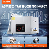 VEVOR 15L Ultrasonic Cleaner with Heater Timer & Basket Digital Sonic Machine - Front View