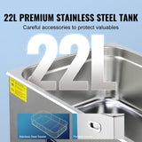 VEVOR 22L Ultrasonic Cleaner with Timer Heating Machine Digital Sonic Cleaner - Top-Down View