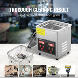 VEVOR Ultrasonic Cleaner with Digital Timer & Heater, Professional Ultra Sonic Jewelry Cleaner, Stainless Steel Heated Cleaning Machine for Glasses Watch Rings Small Parts Circuit Board (2L) - 45-Degree Angle