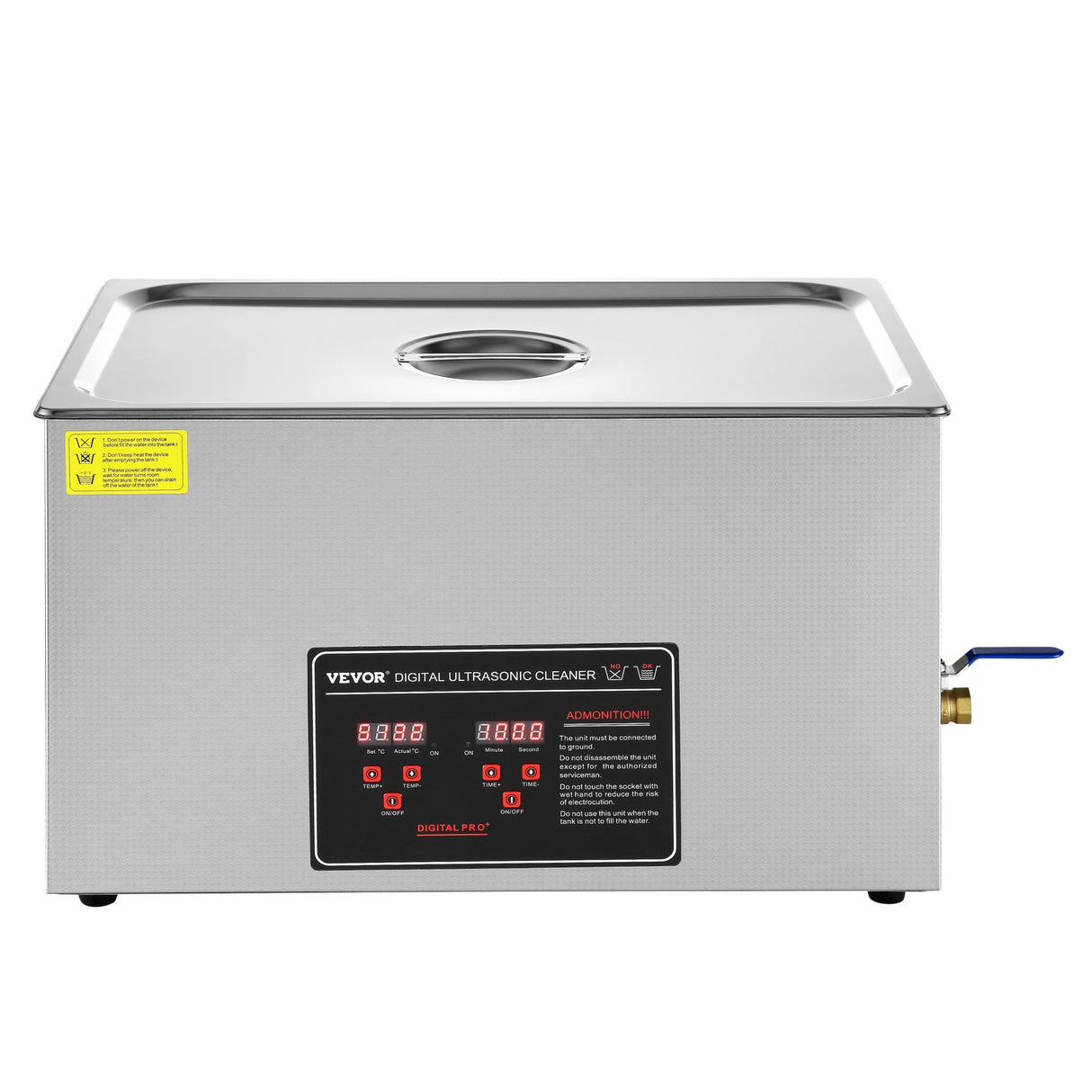 VEVOR Ultrasonic Cleaner with Digital Timer & Heater, Professional Ultra Sonic Jewelry Cleaner, Stainless Steel Heated Cleaning Machine for Glasses Watch Rings Small Parts Circuit Board (30L)