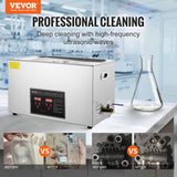 VEVOR Ultrasonic Cleaner with Digital Timer & Heater, Professional Ultra Sonic Jewelry Cleaner, Stainless Steel Heated Cleaning Machine for Glasses Watch Rings Small Parts Circuit Board (30L) - Front View