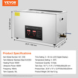 VEVOR Ultrasonic Cleaner with Digital Timer & Heater, Professional Ultra Sonic Jewelry Cleaner, Stainless Steel Heated Cleaning Machine for Glasses Watch Rings Small Parts Circuit Board (30L) - Close-Up Angle