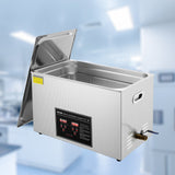 VEVOR Ultrasonic Cleaner with Digital Timer & Heater, Professional Ultra Sonic Jewelry Cleaner, Stainless Steel Heated Cleaning Machine for Glasses Watch Rings Small Parts Circuit Board (30L) - Low Angle