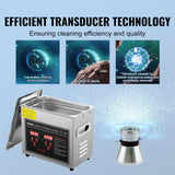 VEVOR Ultrasonic Cleaner with Digital Timer & Heater, Professional Ultra Sonic Jewelry Cleaner, Stainless Steel Heated Cleaning Machine for Glasses Watch Rings Small Parts Circuit Board (3L) - Front View