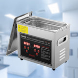 VEVOR Ultrasonic Cleaner with Digital Timer & Heater, Professional Ultra Sonic Jewelry Cleaner, Stainless Steel Heated Cleaning Machine for Glasses Watch Rings Small Parts Circuit Board (3L) - Close-Up Angle