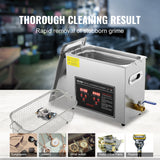 VEVOR Ultrasonic Cleaner with Digital Timer & Heater, Professional Ultra Sonic Jewelry Cleaner, Stainless Steel Heated Cleaning Machine for Glasses Watch Rings Small Parts Circuit Board (6L) - 45-Degree Angle