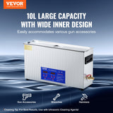 VEVOR 10L Ultrasonic Gun Cleaner 300W Ultra Sonic Cleaner Timer Heater Basket - Front View