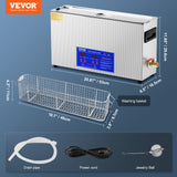 VEVOR 10L Ultrasonic Gun Cleaner 300W Ultra Sonic Cleaner Timer Heater Basket - Close-Up Angle