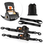 Retractable Ratchet Straps, 50.8 mm x 3 m, Tie Down Straps with S Hooks, 1375 kg Break Strength, 2 Soft Loops, Tie Down Ratcheting for Moving, Trailers, Motorcycles, Kayaks, Car Roof, 2 Pack