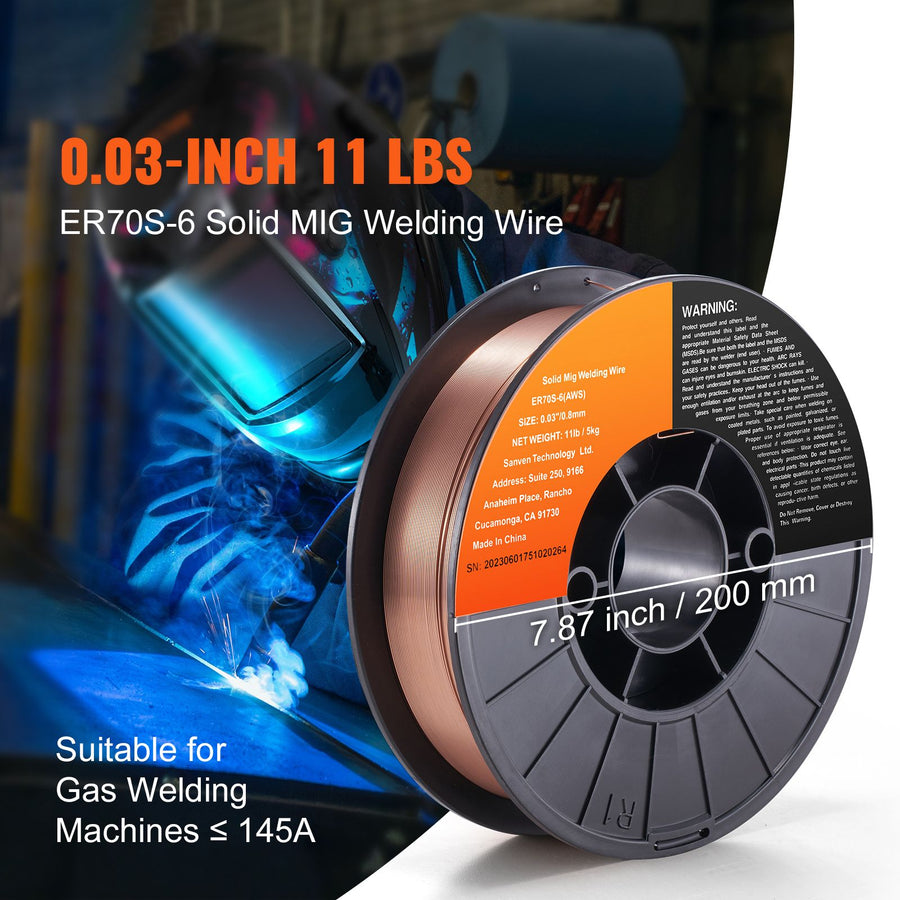 Solid MIG Welding Wire, ER70S-6 0.030-inch 11LBS with Low Splatter and High Levels of Deoxidizers for All Position Gas Welding