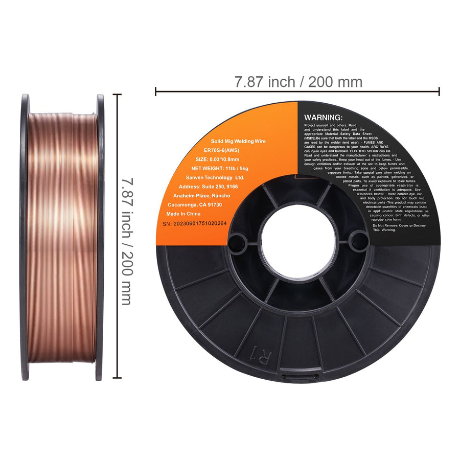 Solid MIG Welding Wire, ER70S-6 0.030-inch 11LBS with Low Splatter and High Levels of Deoxidizers for All Position Gas Welding