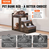 VEVOR Pet Bunk Bed with Stairs Dog/Cat Window Perch with Storage Indoor Gray - Front View