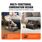 VEVOR Pet Bunk Bed with Stairs Dog/Cat Window Perch with Storage Indoor Gray - Side View