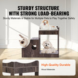 VEVOR Pet Bunk Bed with Stairs Dog/Cat Window Perch with Storage Indoor Gray - Top-Down View