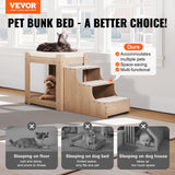 VEVOR Pet Bunk Bed with Stairs Dog/Cat Window Perch for Bedside Indoor Use - Front View
