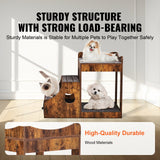 VEVOR Pet Bunk Bed with Stairs Dog/Cat Window Perch with Storage Indoor Brown - Top-Down View