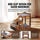 VEVOR Pet Bunk Bed with Stairs Dog/Cat Window Perch with Storage Indoor Brown - 45-Degree Angle