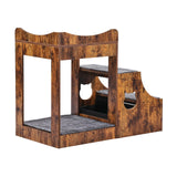 VEVOR Pet Bunk Bed with Stairs Dog/Cat Window Perch with Storage Indoor Brown - Extra Image