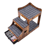 VEVOR Pet Bunk Bed with Stairs Dog/Cat Window Perch with Storage Indoor Brown - Extra Image