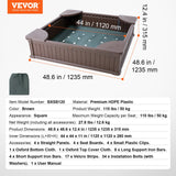 VEVOR Sandbox with Cover, 48.6x48.6x12.4 in Square Sand Box, HDPE Sand Pit with 4 Corner Seating and Bottom Liner, Kids Sandbox for Outdoor Backyard,