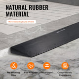 VEVOR 3 cm Rise Cuttable Threshold Ramp for Sweeping Robot, 90 cm Wide Natural Rubber Wheelchair Ramp, Non-Slip Solid Rubber Ramp with Double-Sided Tape for Doorways, Driveways, Bathroom, Smooth Tile - Side View