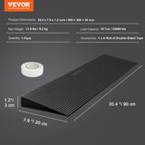 VEVOR 3 cm Rise Cuttable Threshold Ramp for Sweeping Robot, 90 cm Wide Natural Rubber Wheelchair Ramp, Non-Slip Solid Rubber Ramp with Double-Sided Tape for Doorways, Driveways, Bathroom, Smooth Tile - Close-Up Angle