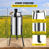 VEVOR 3/6 Frame Electric Honey Extractor Beekeeping Stainless Steel W/ 3 Legs - 45-Degree Angle