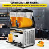 VEVOR Commercial Slush Machine Margarita Slush Maker 2x15L Frozen Drink Machine