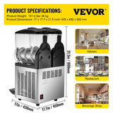 VEVOR Commercial Slush Machine Margarita Slush Maker 2x15L Frozen Drink Machine - Rear View