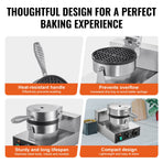 Commercial Waffle Maker, 1230W Round Waffle Baker Machine, Non-Stick Stainless Steel Belgian Waffle Iron with Temperature and Time Control, Handle, for Restaurant Bakery Snack Bar Family