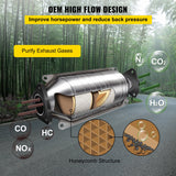 VEVOR Catalytic Converter Compatible with 1998-2002 Honda Accord 2.3L, Direct-Fit High Flow Series Cat Converter, Stainless Steel Exhaust Converter Pipe with Flange Design & Gasket (OBD III Compliant) - Side View