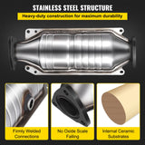 VEVOR Catalytic Converter Compatible with 1998-2002 Honda Accord 2.3L, Direct-Fit High Flow Series Cat Converter, Stainless Steel Exhaust Converter Pipe with Flange Design & Gasket (OBD III Compliant) - Top-Down View