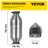 VEVOR Catalytic Converter Compatible with 1998-2002 Honda Accord 2.3L, Direct-Fit High Flow Series Cat Converter, Stainless Steel Exhaust Converter Pipe with Flange Design & Gasket (OBD III Compliant) - Close-Up Angle