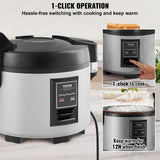 VEVOR Commercial Rice Cooker 60-Cup Non-Stick Pot 13L 12H Keep Warm Restaurant - 45-Degree Angle