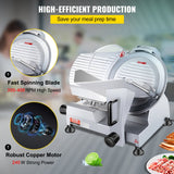 VEVOR Commercial Meat Slicer, 240W Electric Deli Food Slicer, 10 inch Carbon Steel Blade Electric Food Slicer, 350-400RPM Meat Slicer, 0 - 0.47 inch