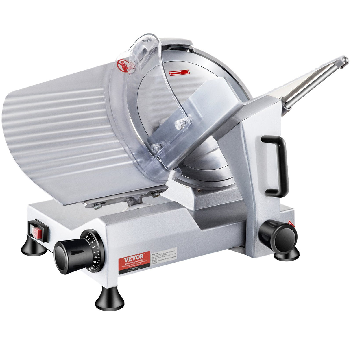 VEVOR Commercial Meat Slicer, 240W Electric Deli Food Slicer, 10 inch Carbon Steel Blade Electric Food Slicer, 350-400RPM Meat Slicer, 0 - 0.47 inch