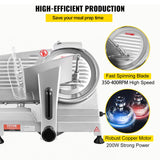 VEVOR Commercial Meat Slicer, 200W Electric Deli Food Slicer, 350-400RPM Meat Slicer with 8