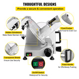 VEVOR Commercial Meat Slicer, 200W Electric Deli Food Slicer, 350-400RPM Meat Slicer with 8