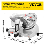 VEVOR Commercial Meat Slicer, 200W Electric Deli Food Slicer, 350-400RPM Meat Slicer with 8" Carbon Steel Blade, 0 - 0.47 inch Adjustable Thickness