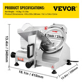 VEVOR Commercial Meat Slicer, 200W Electric Deli Food Slicer, 350-400RPM Meat Slicer with 8