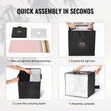 VEVOR Photo Studio Light Box 3000-5600K 6 Double-Sided Color Backdrops, 31.5 x 31 x 31 cm - Rear View
