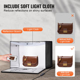 VEVOR Photo Studio Light Box 3000-5600K Adjustable 3 Color Temperatures,41 x 30 x 30.5cm - 45-Degree Angle
