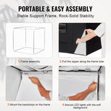 VEVOR Photo Studio Light Box 5600K with 210 LED Lights Power Adapter, 81.5 x 81.5 x 81.5 cm - Rear View