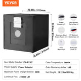 VEVOR Photo Studio Light Box 5600K with 210 LED Lights Power Adapter, 81.5 x 81.5 x 81.5 cm - Close-Up Angle