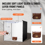 VEVOR Photo Studio Light Box 5600K with 210 LED Lights Power Adapter,100 x 100 x 100 cm - 45-Degree Angle
