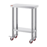 VEVOR Stainless Steel Work Table with Wheels 24 x 12 x 32 Inch Prep Table with 4 Casters Heavy Duty Work Table for Commercial Kitchen Restaurant Business - Extra Image