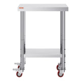 VEVOR Stainless Steel Work Table with Wheels 24 x 12 x 32 Inch Prep Table with 4 Casters Heavy Duty Work Table for Commercial Kitchen Restaurant Business - Extra Image