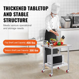 VEVOR Stainless Steel Work Table with Wheels 24 x 30 Prep Table with casters Heavy Duty Work Table f